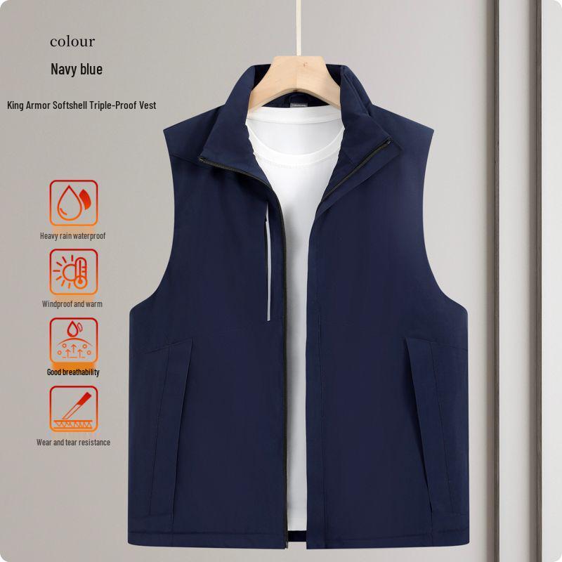 

Unisex Lightweight Windproof Waterproof Zipper Vest Jacket 3XL Темно-синій