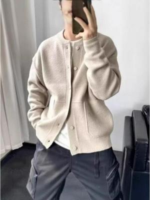 Herren 2025 Herbst/Winter Japanischer Stil Locker Gestrickter Cardigan - Einfarbiges Oberteil Außenbekleidung