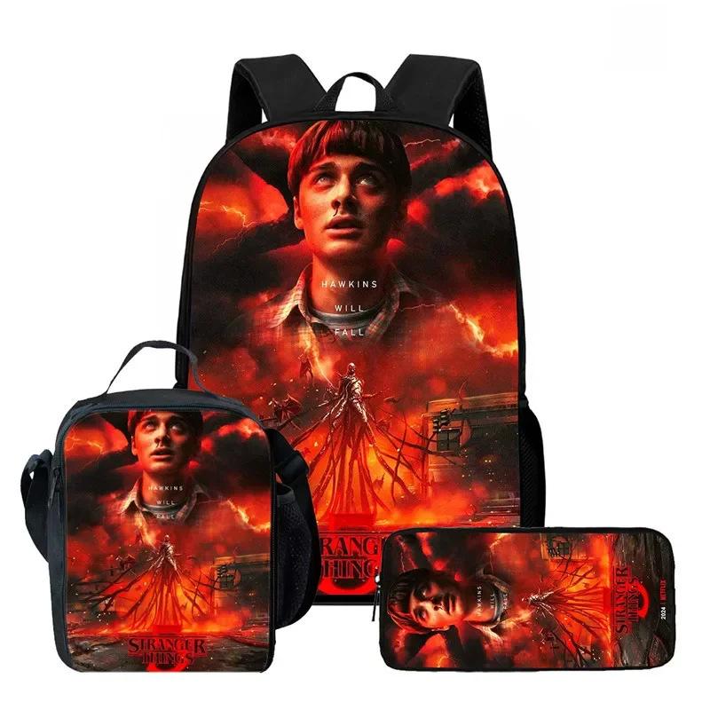 Strangertings Stranger Things Student School Bag Children'S Backpack Satchel Pencil Case