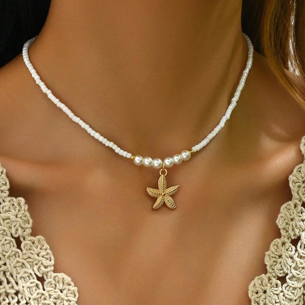 Fashionable Natural Seashell Beaded Necklace Shell Pendant Ocean Inspired Jewelry Choker Suitable For Women Holiday Party Daily