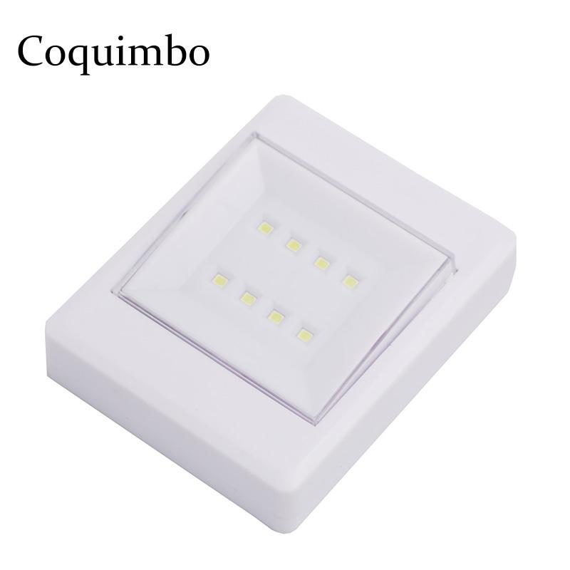 

8 светодиодов COB, беспроводной настенный светильник, ночник, светодиодный светильник COB, выключатель лампы AAA, на батарейках, для шкафа, беспроводная лампа, аварийная ночная лампа
