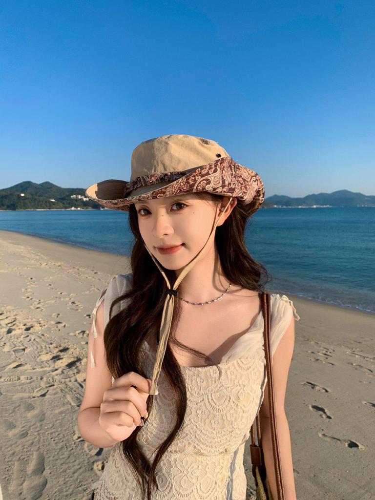Women's Retro Cowboy Ethnic Style Wide Brim Sun Hat – Breathable Outdoor Beach Protection
