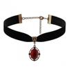 Cherry Red Gem Velvet Gothic Necklace Jewelry