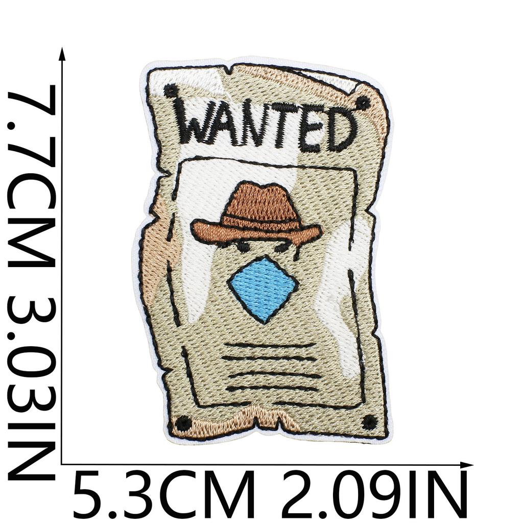Hemp Rope Embroidery Cloth Sticker Bounty Hunter Patch Sticker Western Denim Bag Decoration Computer Embroidery Label Cow Head Ironing
