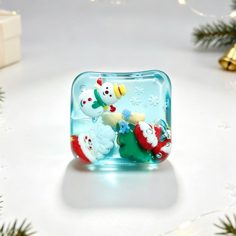 Cute Santa Reindeer Maltose Ice Block Fidget Toy Soft Slow‑Rebound Squeeze Stress Relief Toy Christmas Party Gift