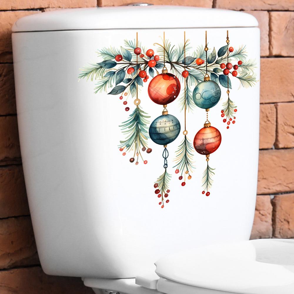 Christmas Cartoon Toilet Sticker Self Adhesive Removable Bathroom Home Decor