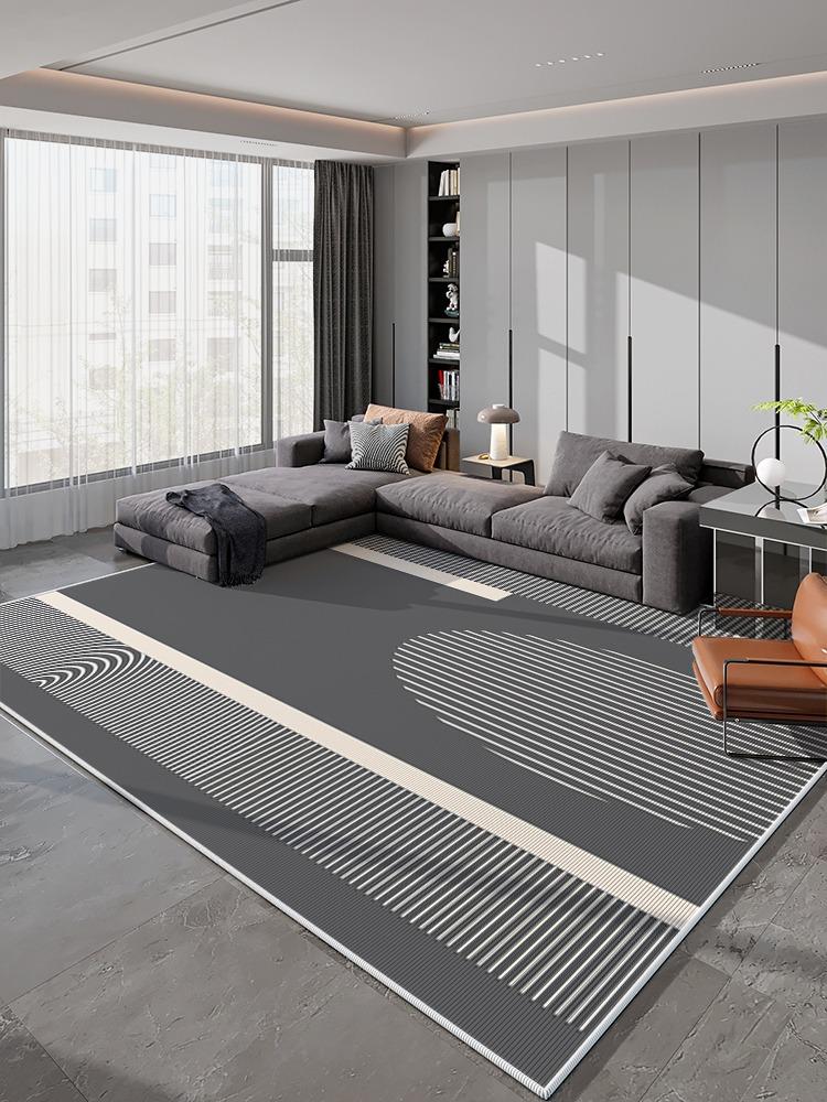 Light Grey Geometric Striped Carpet Living Room Luxurious Decorative Carpets Modern Artistic Lines Rugs Easy Clean Bedroom Rug
