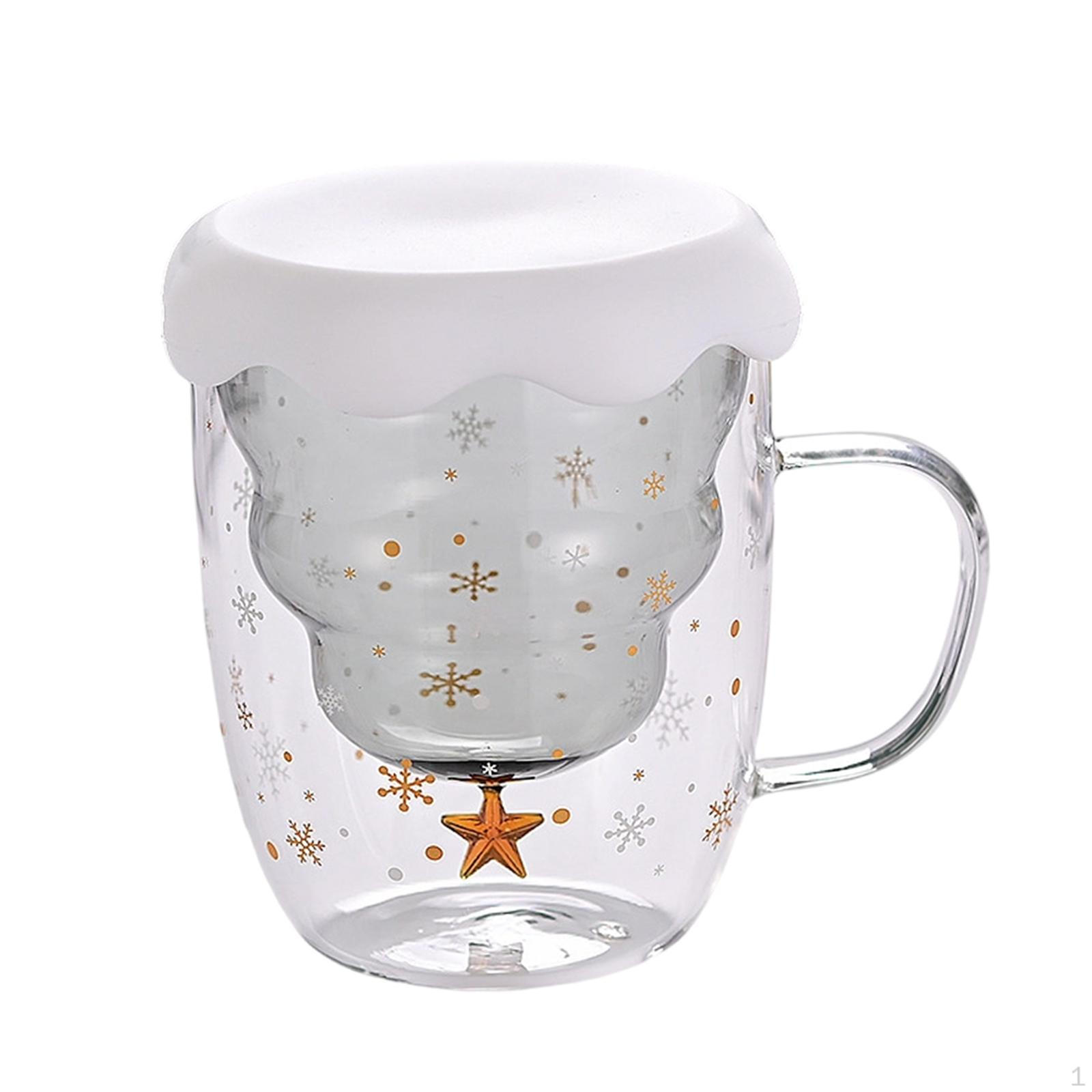 

Christmas Mug Coffee Drinkware Elegant Beverage Tea Drinks Glass Cup Double Walled for Family сірий колір
