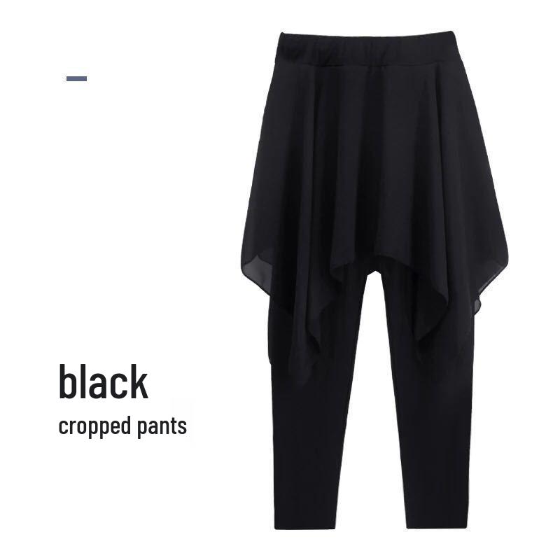 

Взрослая женская одежда для танцев: Комплект для балетных репетиций с юбкой, капри и длинными брюками - Шифоновая юбка для выступлений в стиле модерн Medium