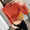 2025 Women's Velvet Knit Half-Turtleneck Sweater: Cozy Winter Base Layer Top