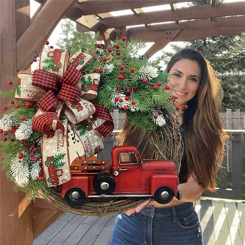 15.7 Inch Christmas Wreath Decor Garland Artificial Flower Wreath Perfect For Christmas And New Year Decoration Easy Install