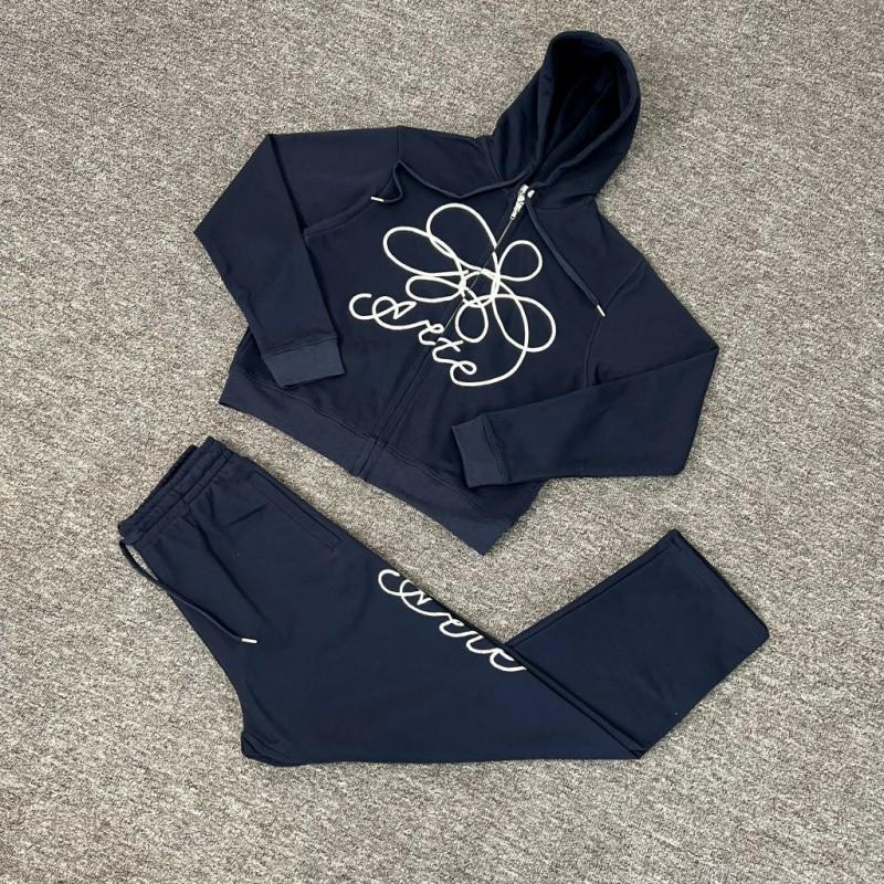 Set Felpe Uomo Donna Abbinati Tute da Jogging Felpa con Cappuccio Stampata Pantaloni