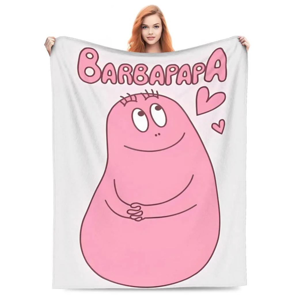 Barbapapa Coral Fleece Plush Throw Blanket Cute Cartoon Blankets for Sofa Travel Lightweight Bedding Throws