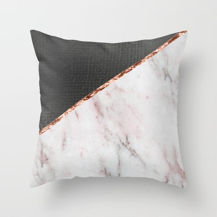Fashionable and Simple Geometric Golden Peach Leather Velvet Pillow Case Car Sofa Cushion Pillow Backrest Lazy Man