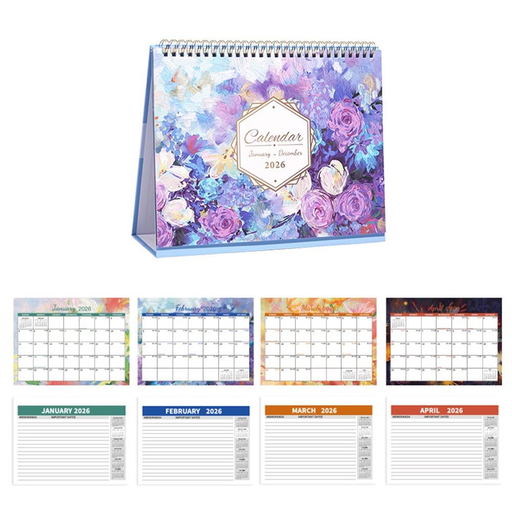 Creative 2026 Desktop Calendar Thick Paper Annual Schedule Organizer  School Office Supplies