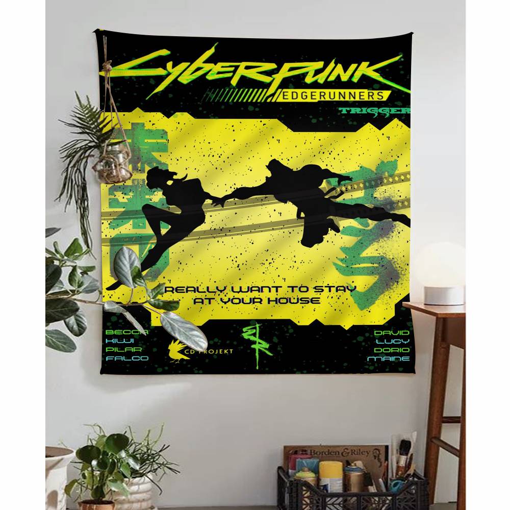 Anime CCyberpunk EEdgerunners Colorful Tapestry Wall Hanging Bohemian Wall Tapestries Mandala Wall Art Decor