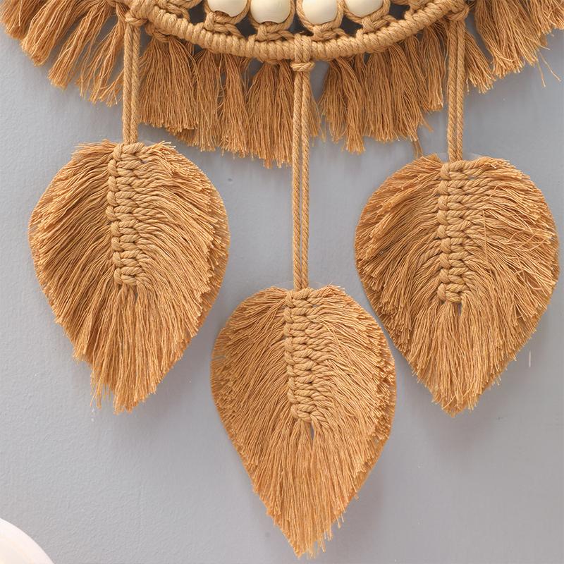 Ins Nordic Round Wall Mirrors Boho Macrame Decorative Hanging Mirror Living Room Bedroom Home Decoration Handmade Tapestry Gift