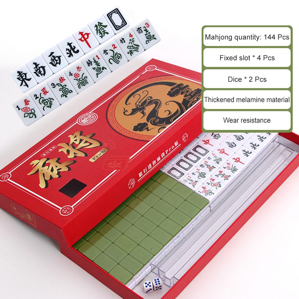 Tragbares Mini-Mahjong-Set Sturzfest Logik Denkspiel Puzzle Brettspiel Schach und Karten Geschenk für Freunde Familie