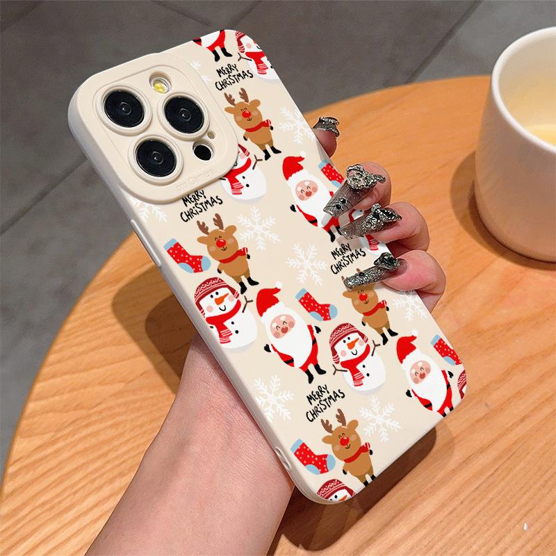 Santa Claus Elk Snowman Phone Case For iPhone 16 15 14 Plus 13 12 11 Pro Max 16 Plus X XR XS MAX 8 7 Plus Autumn aWinter Gift Shockproof Soft Cover