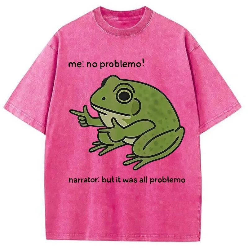 Men's Casual Loose Hiphop T-shirts Summer Short Sleeve O-neck Unisex Tees Holiday Chic Stupid Frog Meme Washed Acid Tunics