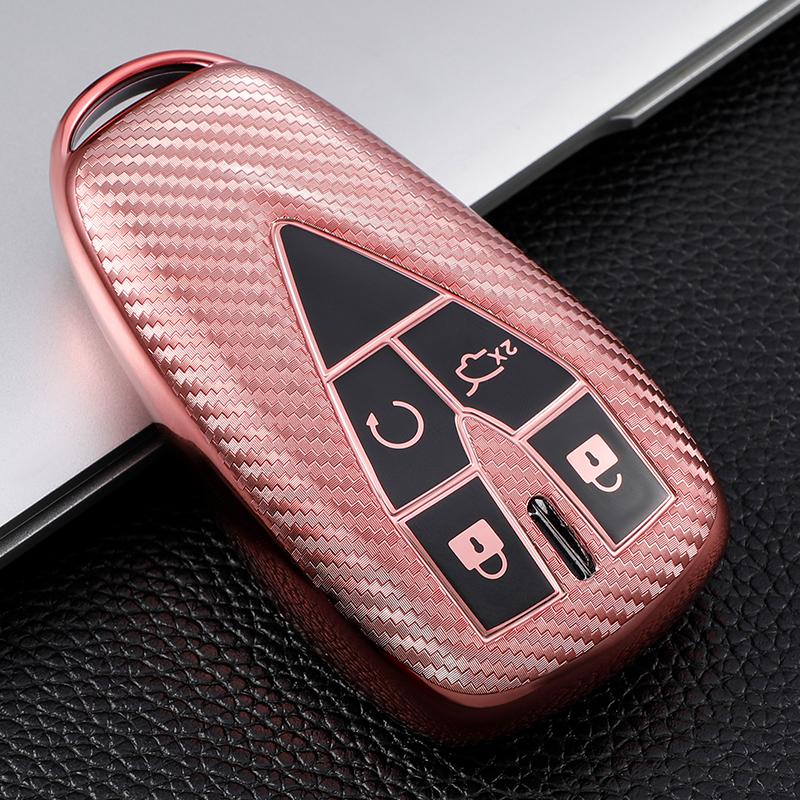 For Changan CS35 PLUS CS55 PLUS CS75 PLUS 2019-2022 TPU Carbon Fiber Car Smart Key Case Cover Bag Shell Keychain Protector