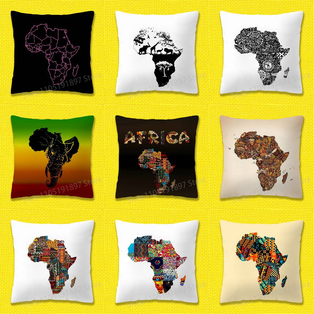 Africa Map ART Throw Pillow Case For 50x50cm 40x40cm 55x55cm 45x45cm 30x30cm Square Bedroom Pillowcase Cover
