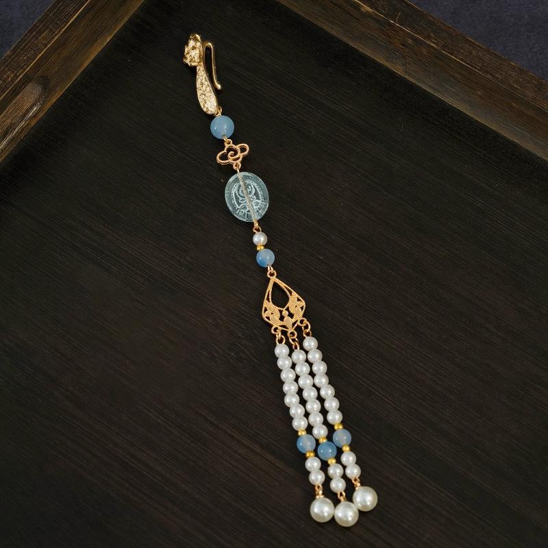 Ancient Style Waist Jade Ornament Waist Pendant Chinese Hanfu Cheongsam Hanging Tassel Waist Chain Pendants Dress Waist Decor