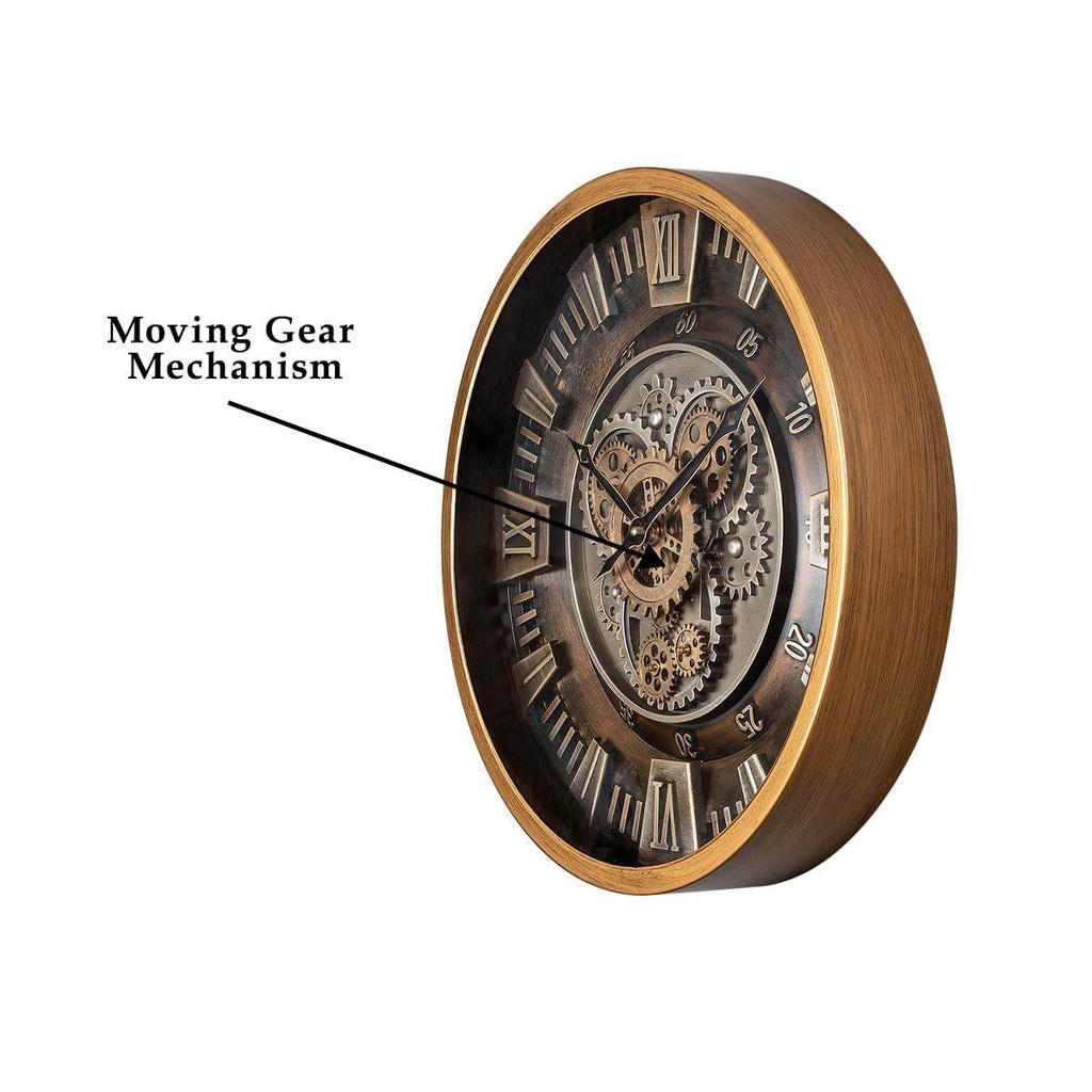 Svelte Seconds Πολυτελές Σχεδιαστικό Αναλογικό Ρολόι Τοίχου|Ατσάλινο Σώμα|με Κινούμενο Μηχανισμό Γραναζιών|(Διάμετρος -18 ίντσες)|Αθόρυβη Τεχνολογία Αθόρυβης Κίνησης|