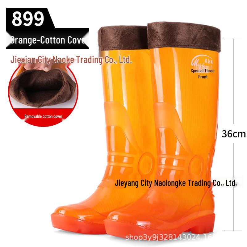 Men's Tan Quick-Dry High-Top Rain Boots - Waterproof, Non-Slip, No-Mesh Rubber Shoes