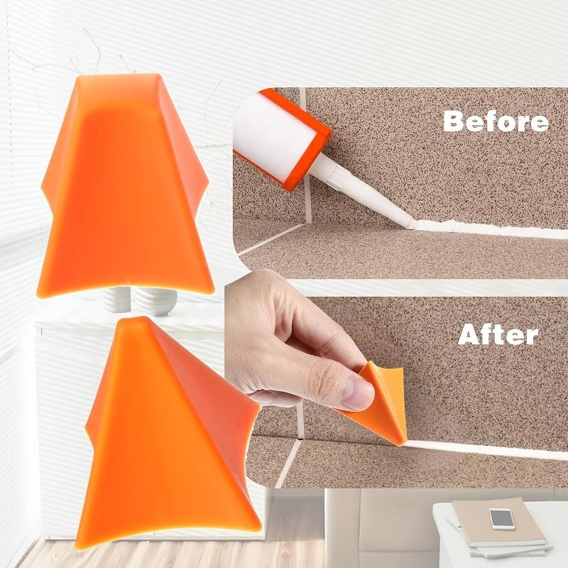 2/4pcs Silicone Caulking Finishing Tool - Reusable Smooth Applicator for Kitchen and Bathroom Seals, Orange Triangle Design.