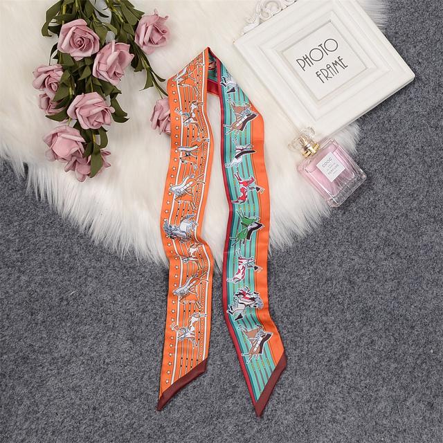 Luxury Horse Cloak Brand Scarf Fashion Design 100% Silk Scarf Women Headwear Skinny Bag Hair Scarves Neckerchief