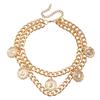 Punk retro geometric rough aluminum chain necklace, exaggerated portrait round tag double necklace