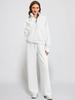 European & American Women's Casual Zipper Sweatshirt and Wide Leg Sweatpants Set