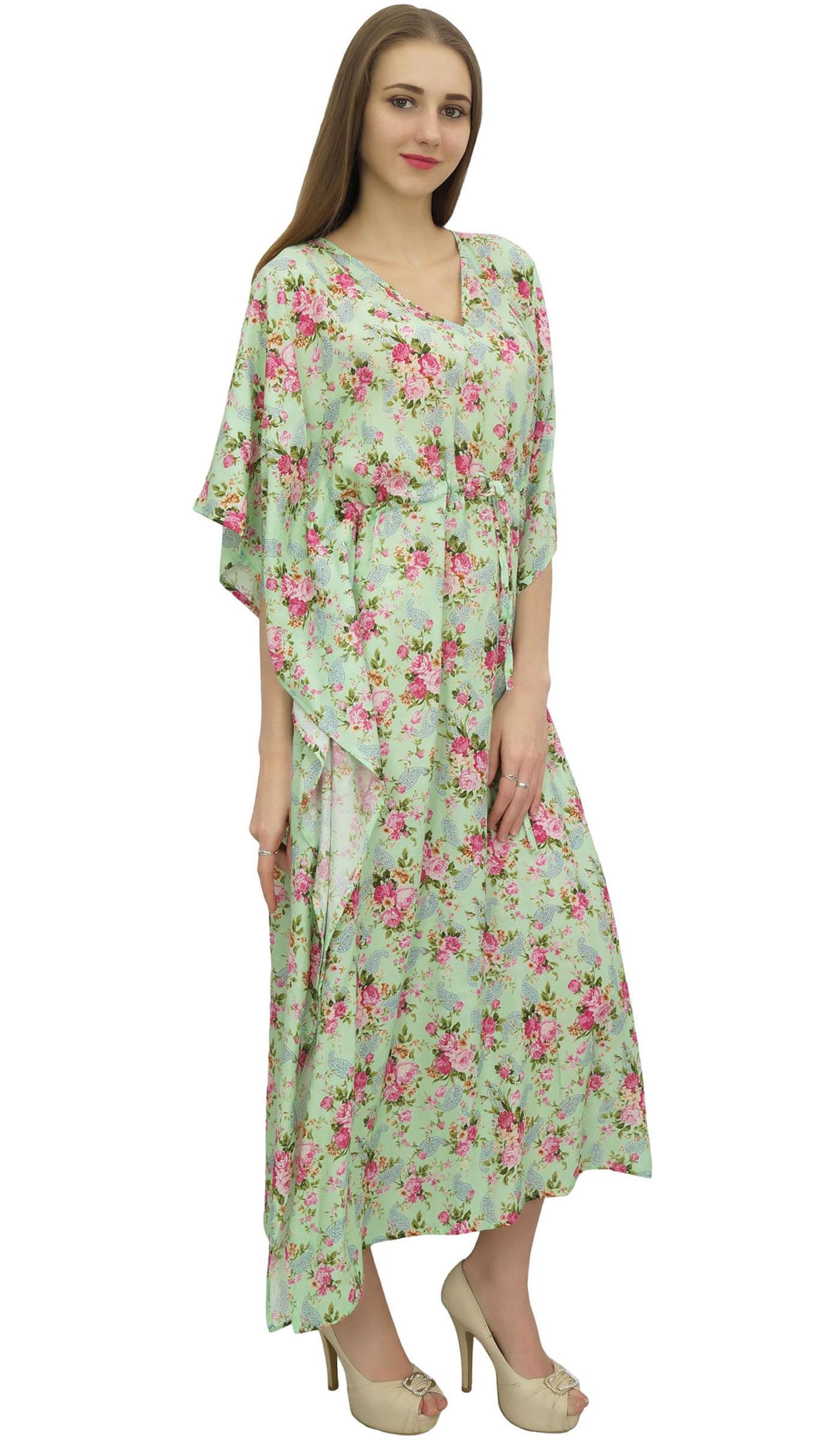 

Bimba Women s Floral Cotton Kaftan Kimono Sleeve Coverup Pink Maxi Caftan-10 8 м ята зелений колір