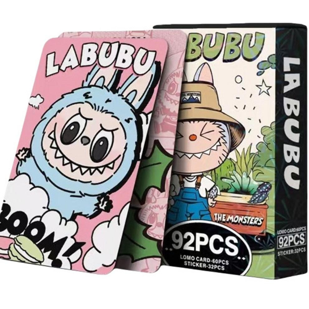 Sada 92 roztomilých karet s postavičkou Labubu, dárek pro chlapce a dívky ze základní školy