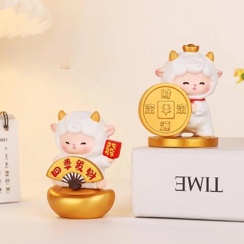 Kawaii šťastná ovečka v čínském stylu, série, šťastný slepý box, roztomilá figurka ovce štěstí, tajemná krabička, dekorace na stůl, novoroční dárek