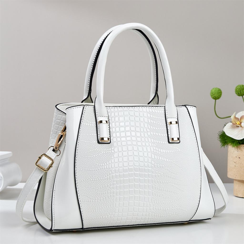 Large Pu Tote Bag With Crocodile Embossing For Daily Commuting And Casual Wear