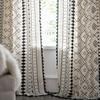 Cotton Linen Geometry Printing Window Curtains Bohemian Style Deco Tassel Drapes Living Room Bedroom Kitchen Valance
