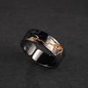 Personlity Adjustable Ring Male Copper Jewelry Opening Size Popular Gold Black Collision Lava Ring For Men Anniversaty Gift