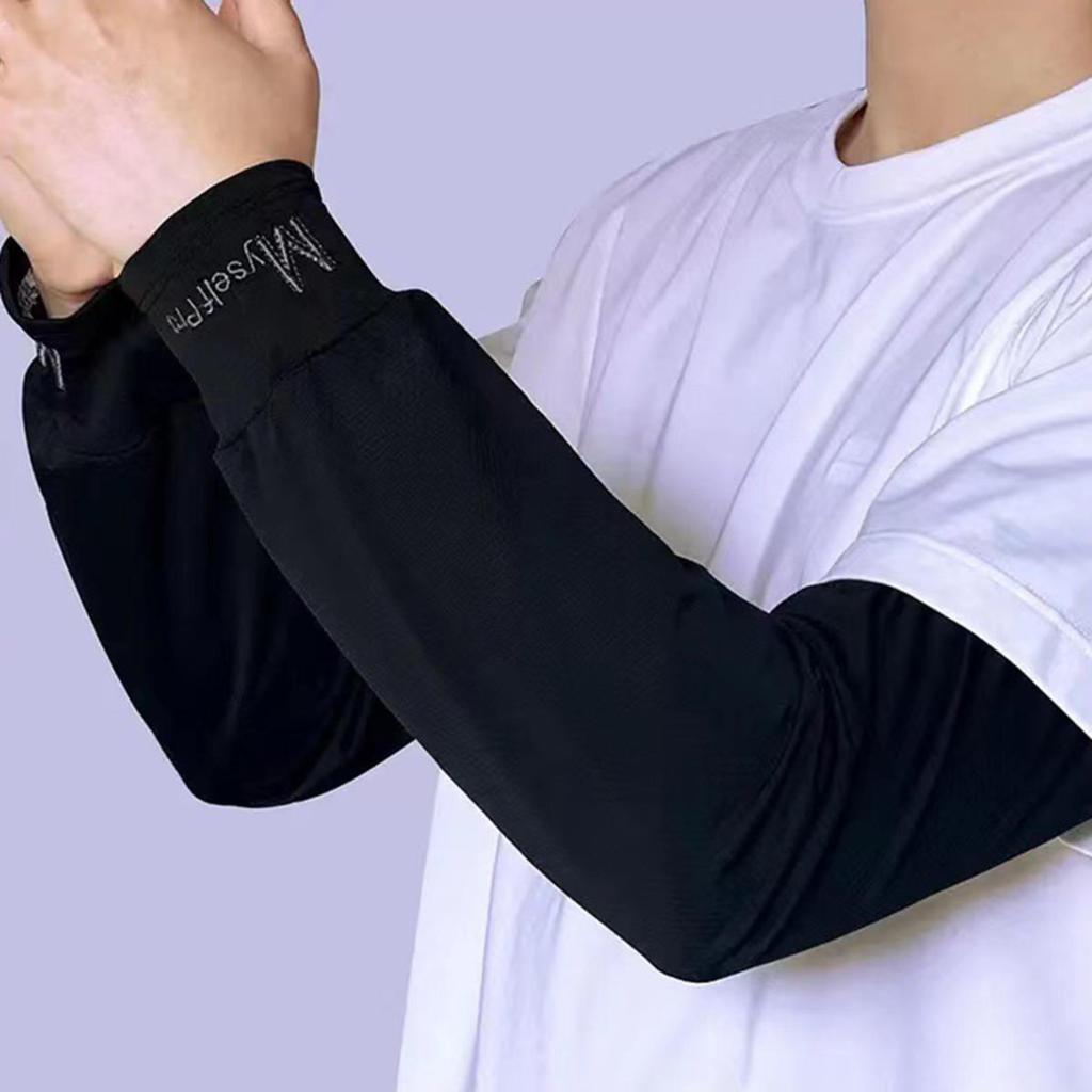 1Pair Ice Silk Sleeve Sun Protect Anti-Slip Sunscreen Cuffs Large Size Driving Sun Protection Arm Sleeves Breathable Arm Warmer
