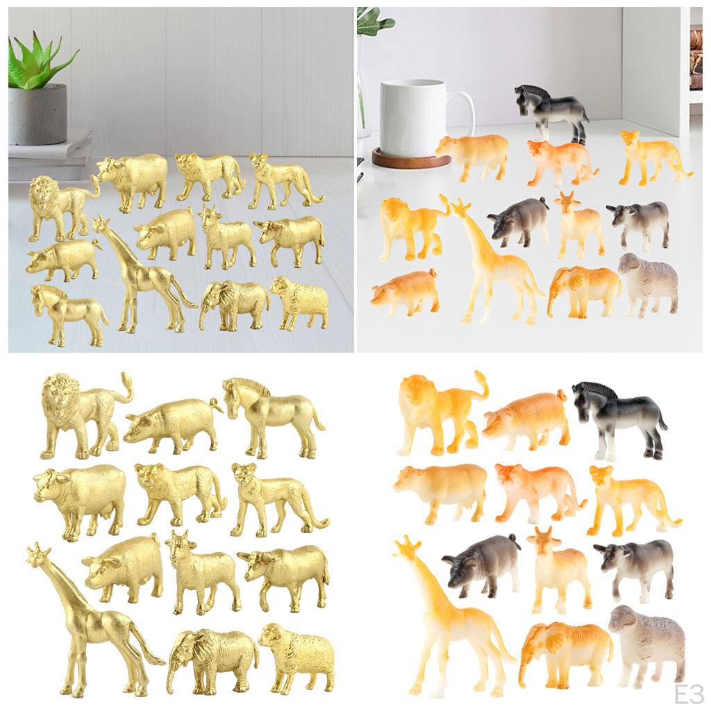 12 Pieces Animals Figurines Toys Animal Figures Model Set for Christmas Desktop Children Toddlers