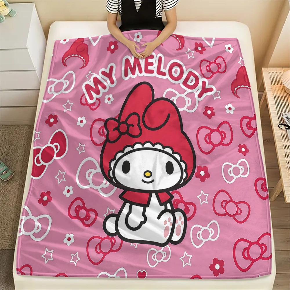 

1 шт. Фланелевое одеяло Sanrio с милым принтом, Высококачественное, Для всех сезонов, Декор для дома, Тепло и комфорт, Идеально для рождественских подарков 80cm x 120cm