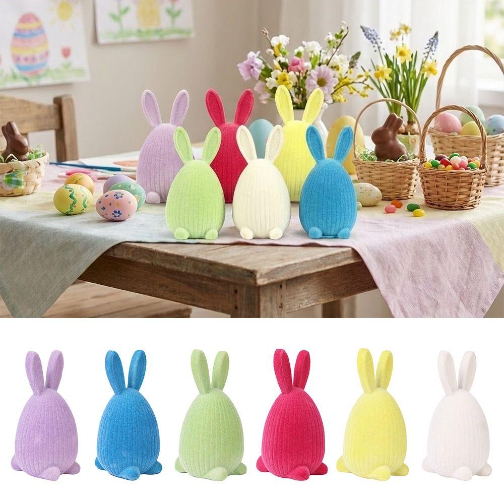 Resin Easter Rabbit Figurine Multicolor Cartoon Buuny Statue Creative Easter Egg Rabbit Gift