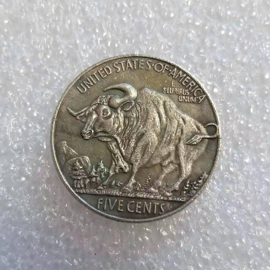 Antique Craftsmanship Hobo Coin - Yellow Brass Silver-Plated Silver Dollar #353-5 Copper