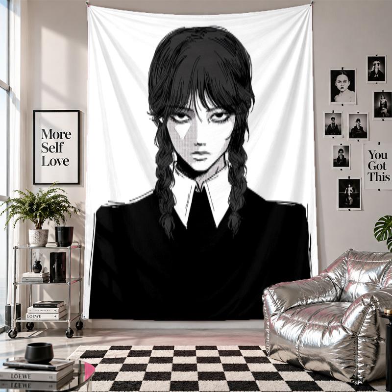 Wall TapestryWednesday Addams Art Hanging Cloth Decorative Background Cover for Room Decoration
