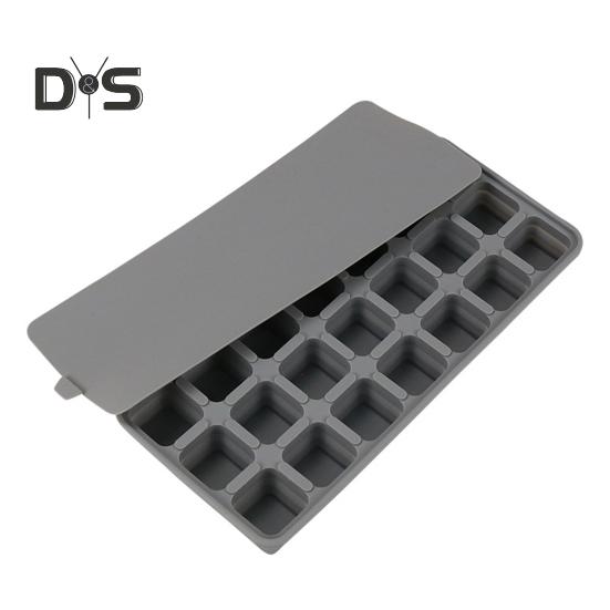 Silikonový tác na kostky ledu s víkem 21 velkých kostek Snadno vyjímatelná skládací forma na led Flexibilní forma na led pro stohování