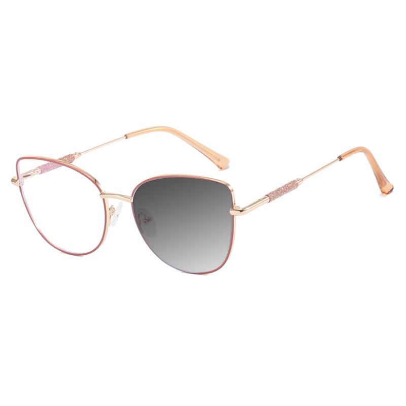 Latest Stylish Design Cat Eye Photochromism Prescription Reading Glasses Women Anti Blue Light Frame Clear Hyperopia Eyewear