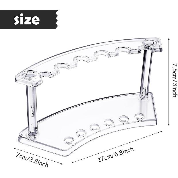 Tinlade 2 Pieces Plastic Pen Holder Stand Display Rack 6-Slot Pen Makeup Brush Rack Organizer Eyebrow Stand for School Office Home Store(Clear)