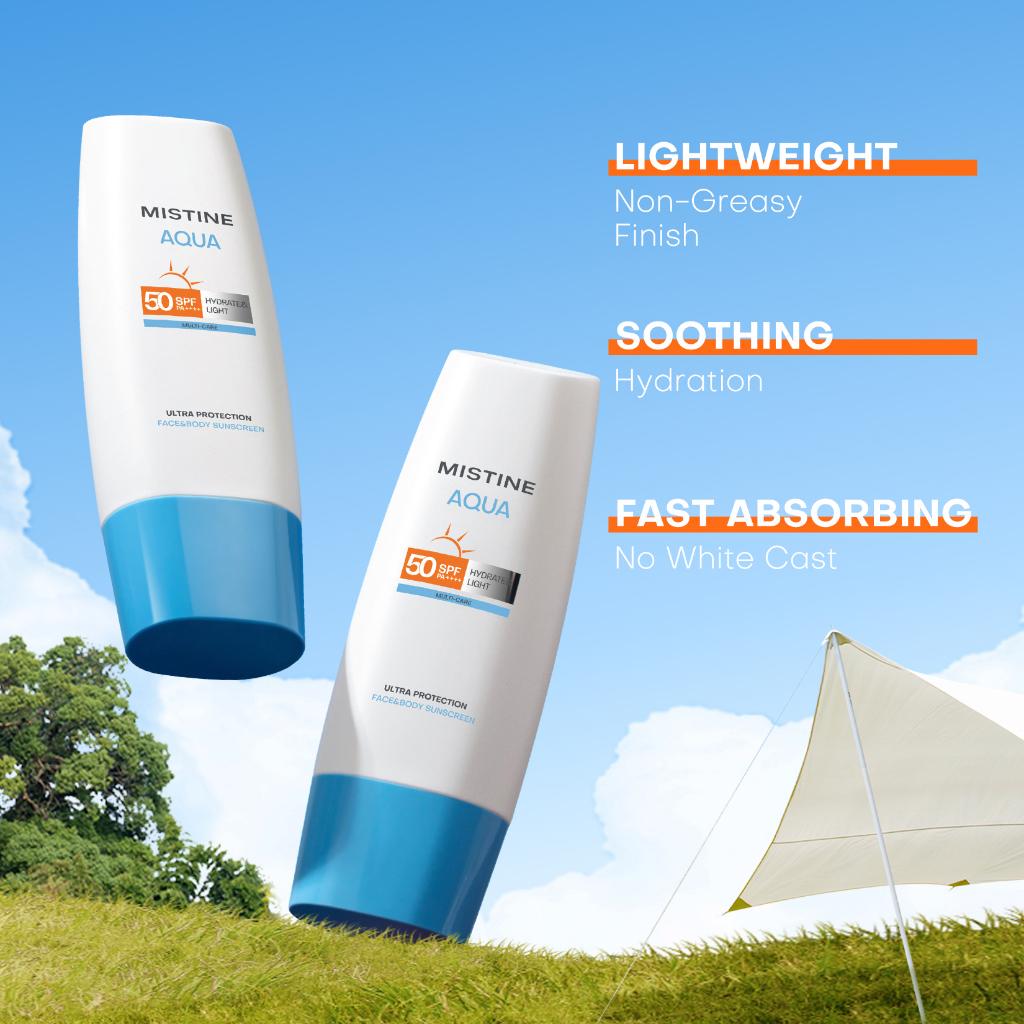 Mistine Aqua Base Ultra Protection Hydrating Face Body Sunscreen SPF50 PA++++ 70 Ml.