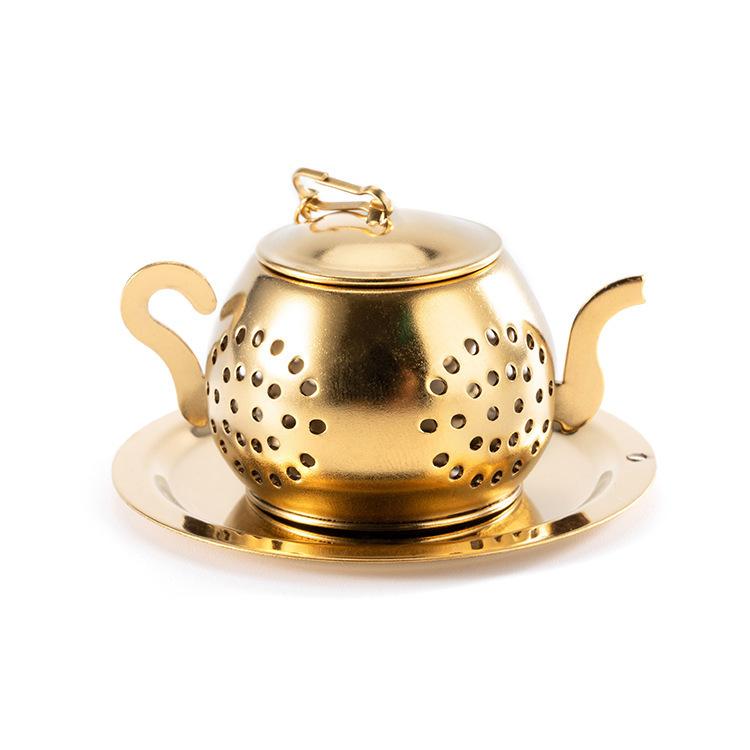 Tea Strainer Teapot Shape Loose Tea Infuser Stainless Steel Strainer Herbal Spice Filter With Dish Filter Teaware Accessories